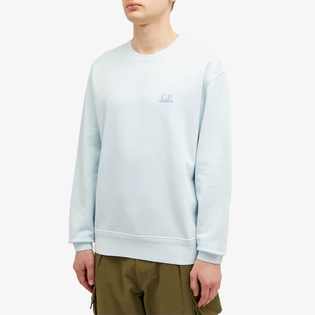CP Company Men's Cotton Diagonal Fleece Logo Sweatshirt Starlight Blue